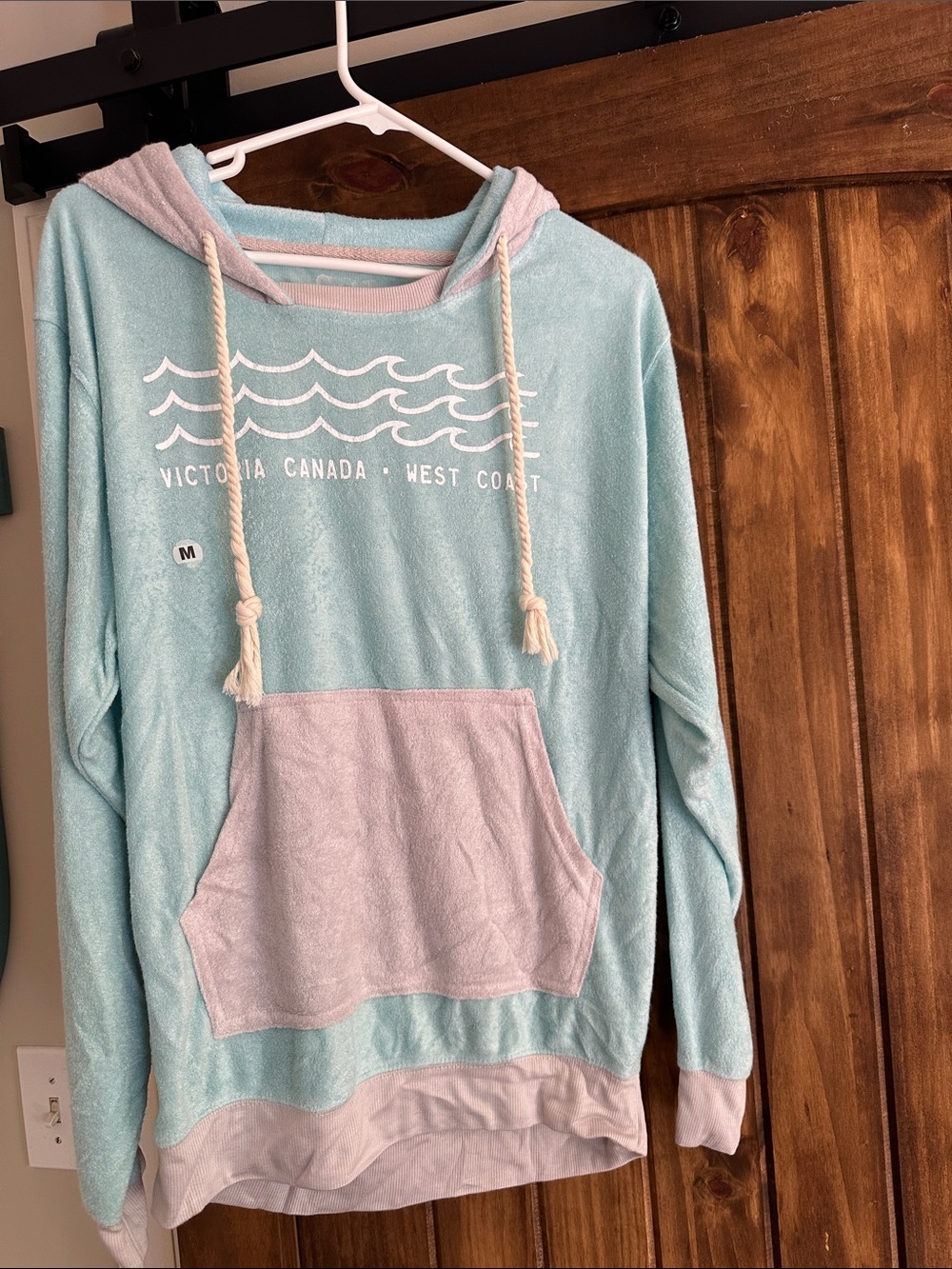 Salt Creek West Coast Light Aqua & Pale Pink Hoodie Sweater